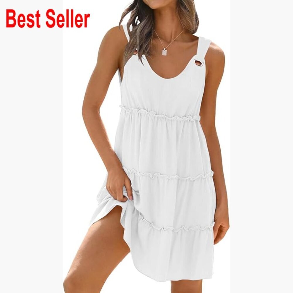 Polyester+Rayon+Spandex Sleeveless Sundress Beach Coverup Casual Dress